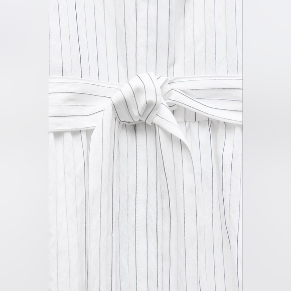 NWT Zara Chic White Striped Dress Size Medium - Picture 4 of 10